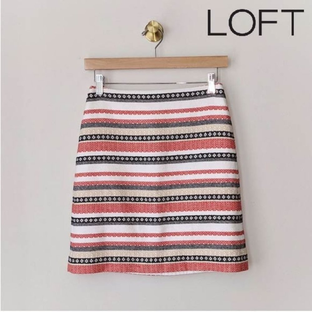 LOFT Colorful Striped Tweed Mini Skirt SZ 0